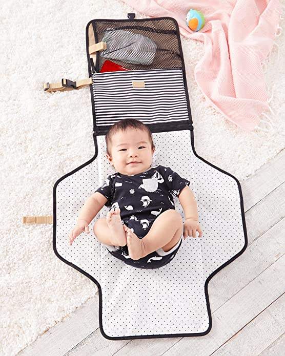 Cambiador portátil para bebés Cambiador limpio con almohada y dispensador incorporados