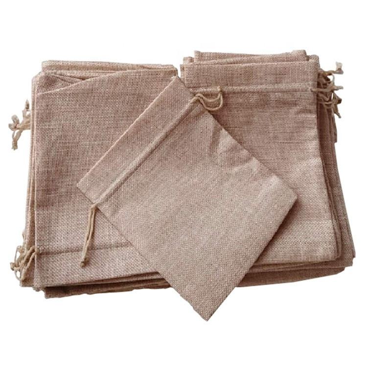 Bolsa de regalo de yute ecológica personalizada con cordón de nailon para bolsa de joyería artesanal DIY