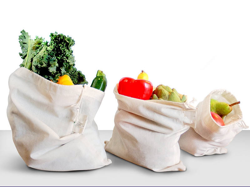 Bolsas de almacenamiento a granel de grado alimenticio - Reutilizables - Bolsas con cordón para productos de tela de algodón orgánico - Bolsas para productos de muselina de algodón orgánico