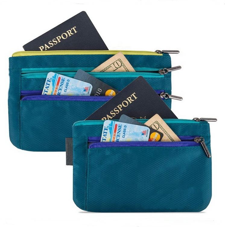 Organizador de tarjetas de efectivo impermeable con cremallera personalizada, bolsa de pasaporte multifuncional para exteriores para viajar