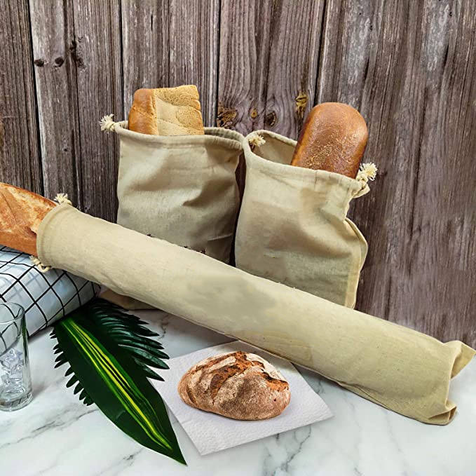 Bolsas de pan de lino orgánico reutilizables grandes Bolsas de pan de algodón ecológicas Ideal para pan casero