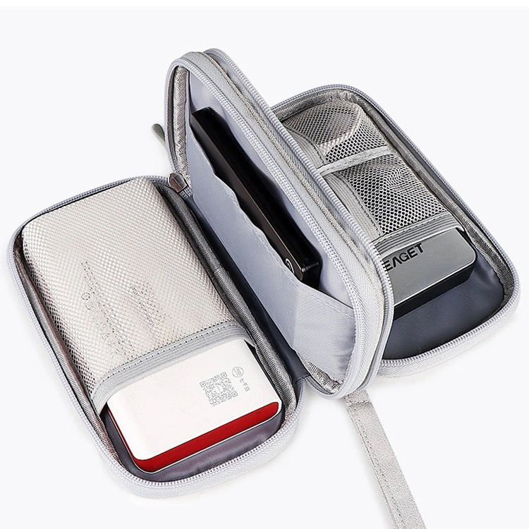 Bolsa de almacenamiento de cable de viaje suave de doble capa bolsa organizadora de viaje impermeable para discos duros teléfono powerbank y unidad flash usb