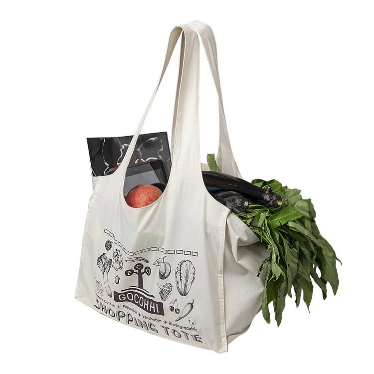 Bolsa de supermercado de algodón orgánico bolsa de compras de algodón