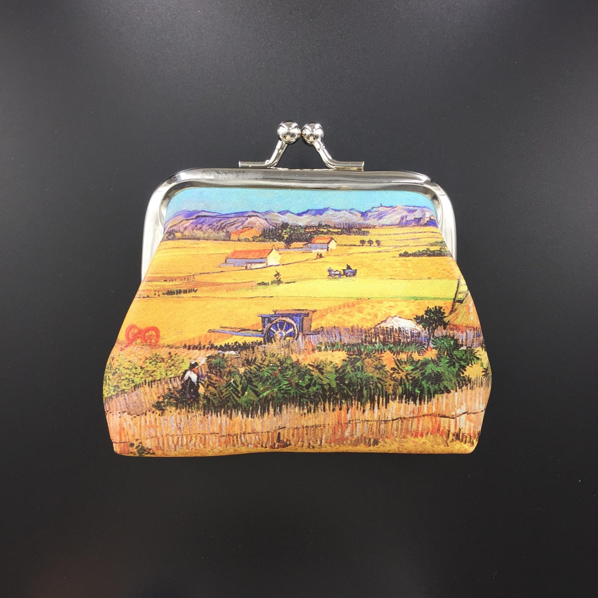 Monedero Van Gogh 2021, cierre personalizado, monedero para mujer, monederos para niñas, hebilla para niños, monedero con cierre de beso