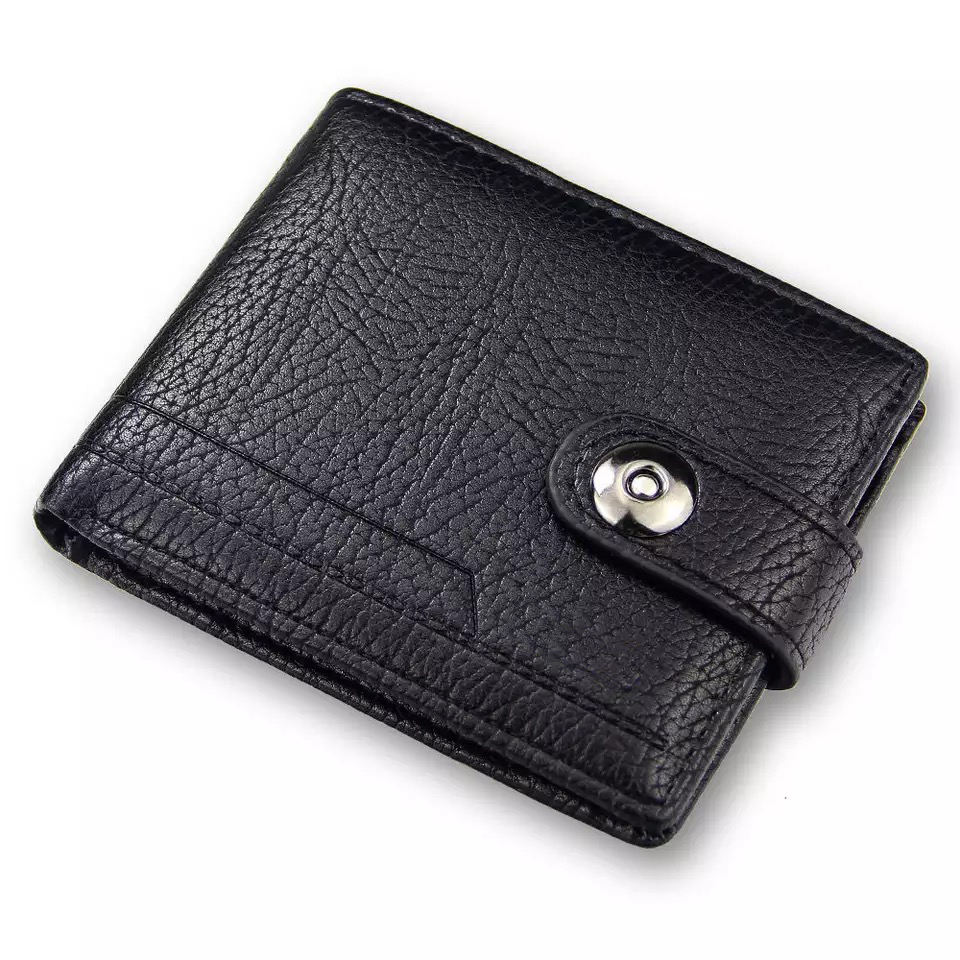 Cartera de cuero delgada minimalista personalizada para hombre con bloqueo de rfid, tarjetero plegable, monedero marrón