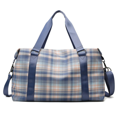 Bolsa de fin de semana plegable de sublimación multifuncional, bolsas deportivas de viaje para gimnasio, nailon impermeable para mujer con patrón de cuadros