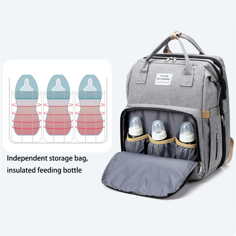 Moda pañal cama momia mochila con estación de cambio pañal bebé bolsas de pañales mochila para madres