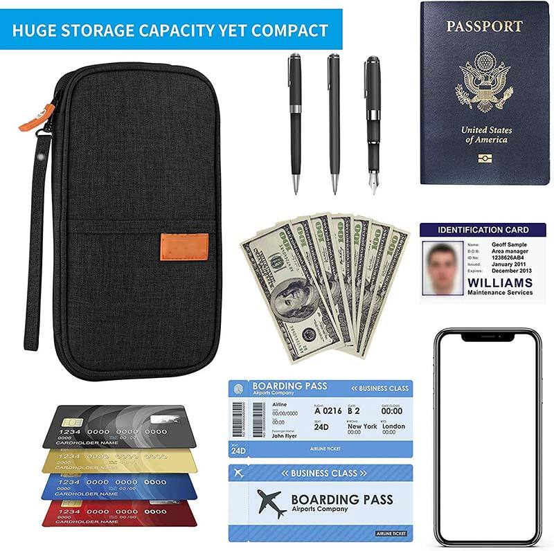 Funda de billetera con bloqueo de rfid, organizador de documentos de viaje familiar impermeable