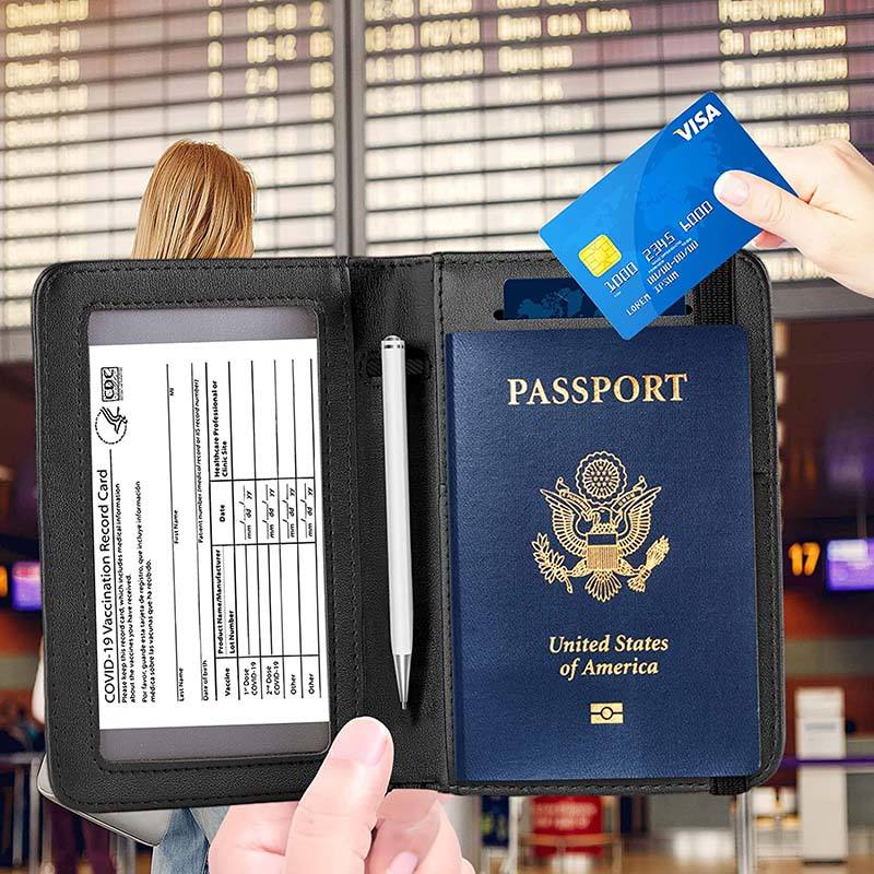 Tarjetero personalizado para pasaporte de viaje, funda para billetera, organizador de documentos con bloqueo rfid para hombres y mujeres