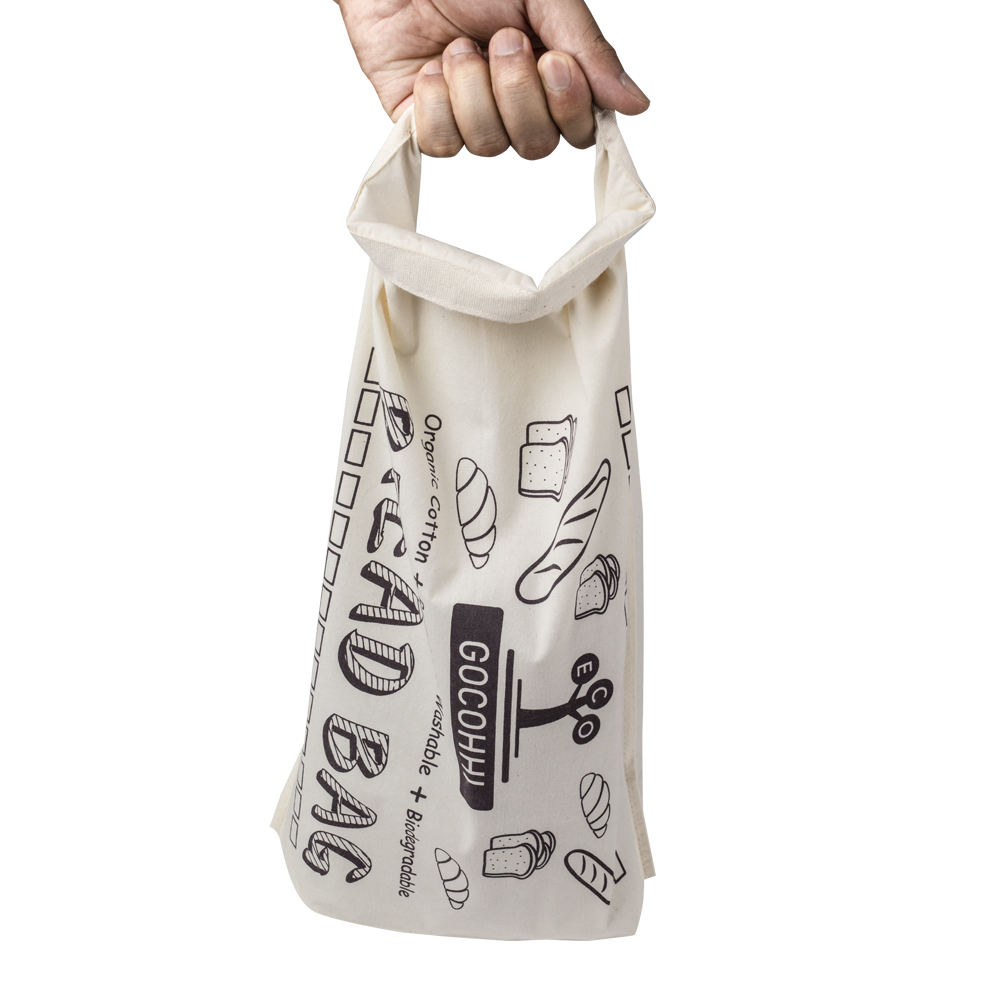 Bolsa de pan de algodón orgánico reutilizable certificada GOTS Bolsa de productos reciclados