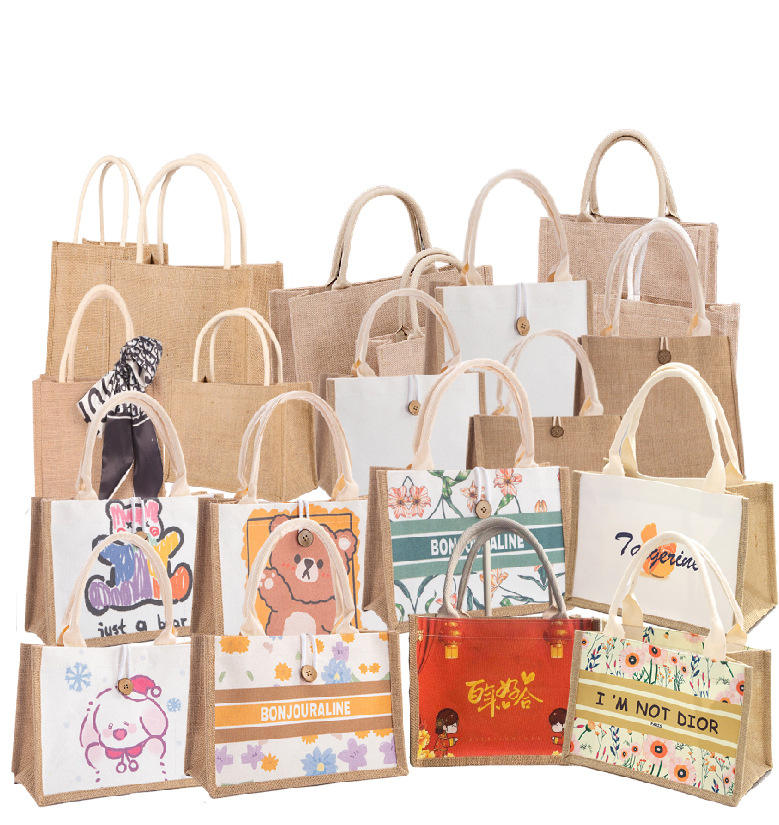 Bolsas de compras ecológicas para mujer, bolso de playa, bolsas de supermercado pequeñas de yute
