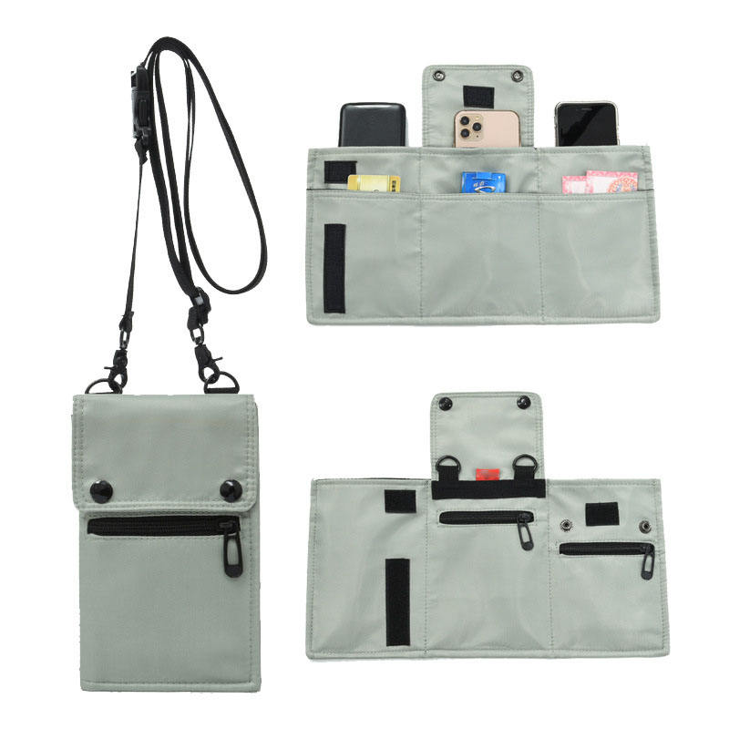 Portatarjetas de identificación con placa protegida RFID ligera, bolsa de viaje para el cuello, billetera de nailon, bolso bandolera para el cuello para hombres
